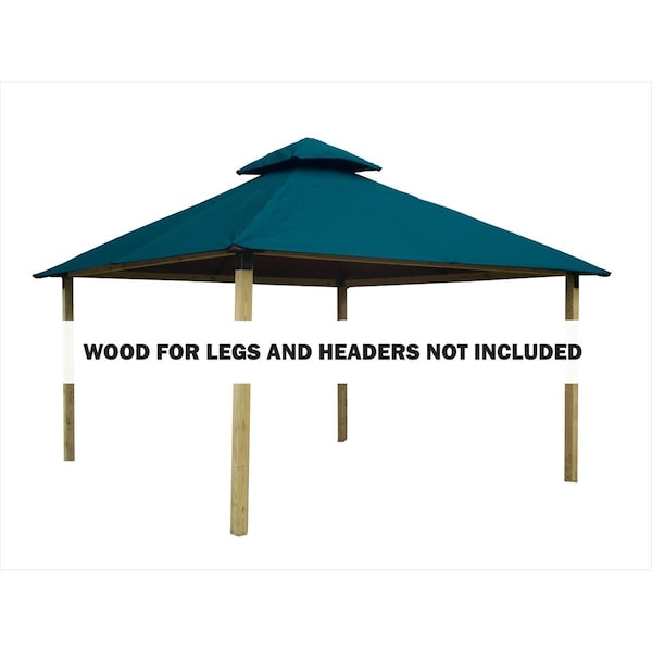 Acacia 14 sq. ft. Gazebo Roof Framing & Mounting Kit with Oz Green Outdura Canopy AGOK14- OZ GREEN - main